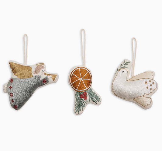 Christmas Tree Decorations - Peace & Joy (Set of 3)