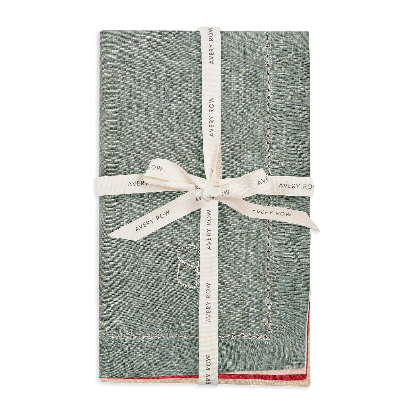 Embroidered Linen Napkins, Set of 4 - Christmas Embroidered